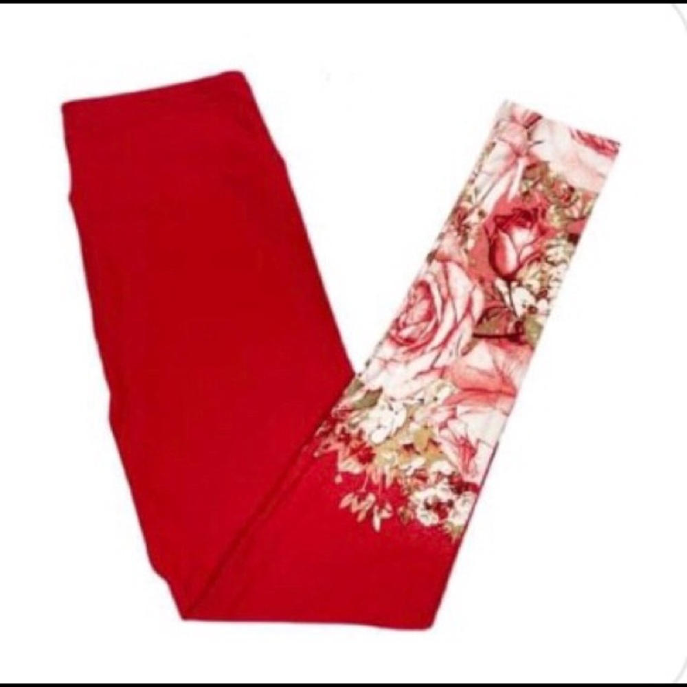 Lularoe Leggings Dipped Roses. *BEAUTIFUL* *CHRISTMAS RED*. *LAST PAIR *